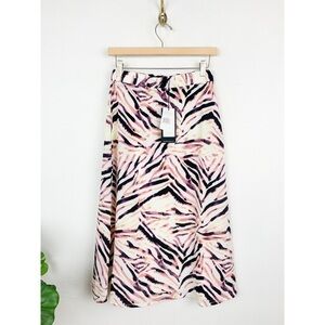 NWT Kendall + Kylie Zebra Print High Waist Midi Skirt Sz S